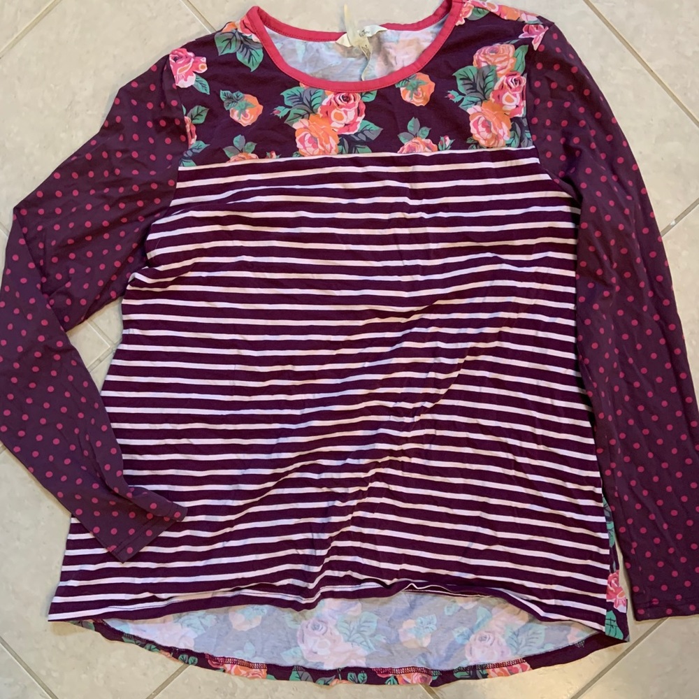 Matilda Jane Floral Rose Tunic Top sz L